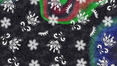 Renkli Bahar Teması eskiz kalıbı. Asya tekstil tarzında. Raster illüstrasyonu. Çiçek desenli çizim. Düz Çiçek Elementleri Tasarımı. Gri ve siyah renkte çiçekler.