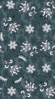 On green and blue colors. Raster illustration. A pattern of green and blue daisies on a green and blue colors.