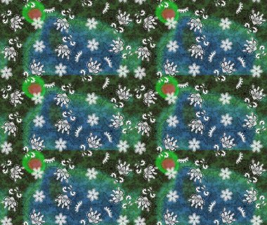 Raster. Düz Çiçek Elementleri Tasarımı. Renkli Bahar Teması çizim şablonu.