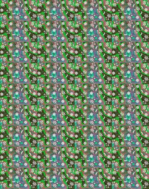 Yeşil ve nötr renkler üzerine çiçek desenli çizimler, el yapımı papatyalar, papatyalar. Tekrarlayan çiçek arkaplanı, zarif yeşil ve nötr çiçek duvar kağıdı.