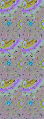 Gri ve nötr renkte çiçekler. Raster illüstrasyonunda çiçek deseni çizimi.