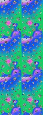 Raster. Zarif, parlak ve eskiz mavi ve yeşil çiçek desenli tasarım. Sabıka baskıları, bebek kıyafetleri, duvar kâğıtları, paket kutuları vb..