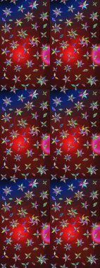 Klasik çiçek tasarımı elementleri. Raster illüstrasyonu. Kahverengi ve kırmızı kıvırcık çiçekler kahverengi ve kırmızı renklerde.