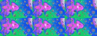 Düz Çiçek Elementleri Tasarımı. Renkli Bahar Teması eskiz kalıbı. Çiçek deseni. Raster çizimi. Güzel kumaş deseni..