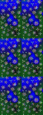 Raster illüstrasyonu. Yumuşak, yaz çiçekleri mavi ve yeşil renklerde. Raster çiçek desenli ve çiçekli..