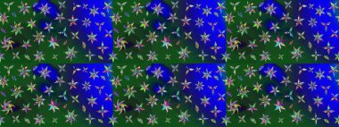 Raster illüstrasyonu. Renkli çizim kalıbı. Çiçek arkaplan. Mavi ve yeşil renkli şirin tekstil tarzında. Çiçek duvar kağıdı.