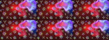 Kahverengi ve kırmızı renkte çiçekler. Hediye ambalaj kağıdı, tebrik kartları, posterler ve pankart tasarımı. Raster düz çiçek çizim deseni.