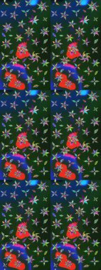 Raster illüstrasyonu. Çizim kalıbı. Ultraviyole kumaş deseni. Organik motif arkaplanı.