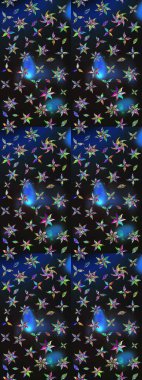 Gri ve mavi renkte çiçekler. Raster illüstrasyonunda çiçek deseni çizimi.