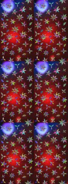 Çiçeksel çizim kalıbının yansıması. Vadinin çiçekleri kahverengi ve kırmızı renklerde.