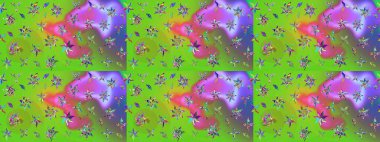 Çiçek desenli raster, yeşil ve menekşe desenli soyut raster arkaplanı. Modern stil dokusu.