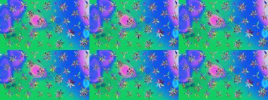 Çiçek ve yapraklı çiçek deseni. Küçük çiçekli şirin bir desen. Raster illüstrasyonu.