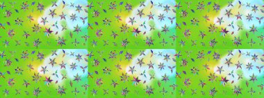 Raster illüstrasyonu. Kumaş, duvar kağıdı ve kağıt üzerine baskı yapmak için gelişen arka plan. Moda arka planında parlak buketler. Eski usul küçük çiçekli şirin bir eskiz deseni..