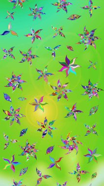 Çiçekler suluboya tarzında yeşil ve sarı renklerde. Yeşil ve sarı renkte çiçekler olan çiçek deseni çiz..