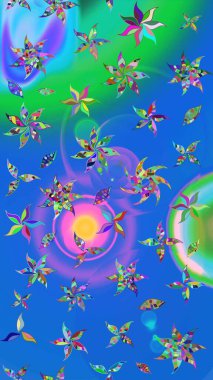 Çiçek arkaplan. Küçük çiçekte güzel bir desen var. Çiçek kompozisyonu. Çiçek kolajı. - Mavi ve yeşil çiçekler. Doğa. Raster deseni.