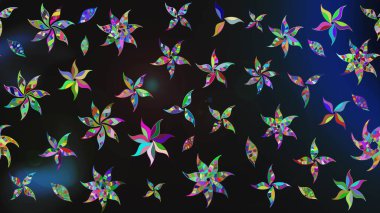 Bahar mevsimi. Raster güzel bir çiçek deseni çizmiş. Nazik romantik baskı. Tatil havası. Gri ve mavi renkte çiçekler.