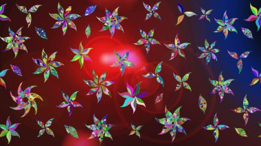 Soyut etnik raster çizim kalıbı. Arkaplan dokusu, duvar kağıdı, kahverengi ve kırmızı renkli çiçek teması. Kabile sanatı boho baskısı, klasik çiçek arkaplanı.