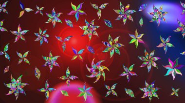 Soyut etnik raster çizim kalıbı. Vadinin çiçekleri kahverengi ve kırmızı renklerde. Çiçekler..