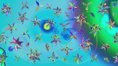 Modern çiçek arkaplanı. Halk tarzı. Parlak renkli çiçekleri olan ve mavi ve yeşil renkli yaprakları olan harika bir çiçek deseni. Moda baskıları için zarif bir şablon.