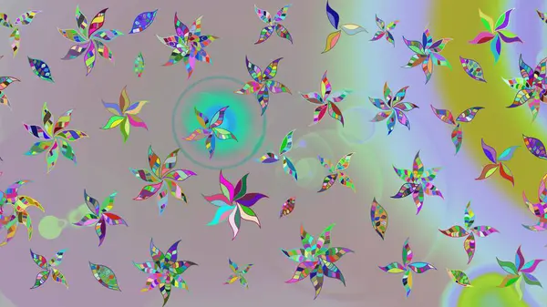 Raster Floral Illustration, Asyalı tekstil. Tarafsız ve gri renkte etnik çiçeklerle süslenmiş zarif bir eskiz..