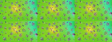 Eski usul. Miles Fleur, süslü püslü bir süs. Tomurcukları papatya çiçekleri olan sevimli bir çiçek deseni. Kumaş, tekstil, duvar kağıdı baskısı için. Raster illüstrasyonu. Taslak arkaplan.