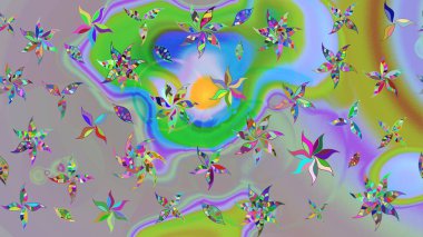 Raster Çiçek İllüstrasyonu 'nun şirin tekstili. Tarafsız ve gri renkte etnik çiçeklerle süslenmiş zarif bir eskiz..