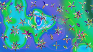 Miles Fleur, süslü püslü bir süs. Raster illüstrasyonu. Eskiz geçmişi. Kumaş, tekstil, duvar kağıdı baskısı için. Tomurcukları papatya çiçekleri olan sevimli bir çiçek deseni. Antika retro tarzı.