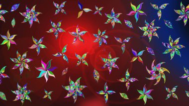 Çiçekli yaz çiçekleri. Motley illüstrasyonu. Küçük renkli çiçekler. Küçük çiçekte güzel bir desen. Moda baskıları için zarif bir şablon. Çizim.