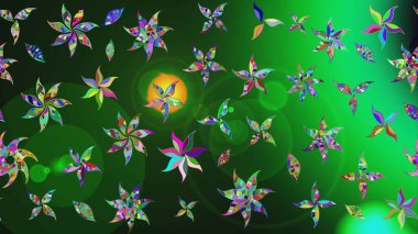 Çiçek. Raster illüstrasyonu. Yeşil ve gri renklerde. Taslak dekoratif arka plan, çiçek mandala.