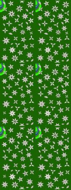 Raster Çiçek İllüstrasyonu güzel tekstil. Yeşil ve nötr renklerdeki etnik çiçeklerle zarif eskiz deseni.