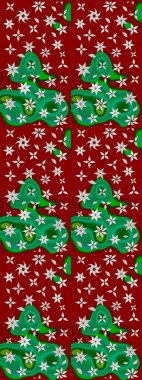 Küçük çiçekteki sevimli çiçek deseni. Raster deseni. Raster illüstrasyonu. Kibarca, yaz çiçekleri kırmızı ve yeşil renklerde.