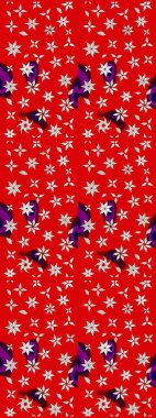 Kırmızı ve nötr renklerde şirin çiçek desenleri. Düz Çiçek Elementleri Tasarımı. Renkli Bahar Teması eskiz kalıbı. Raster Modaya uygun kumaş deseni.