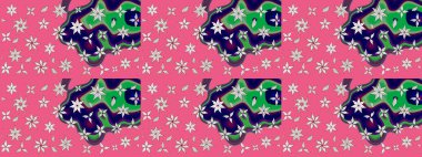 Küçük çiçekteki sevimli çiçek deseni. Varicolopink ve nötr raster çizimi. Birçok pembe ve nötr soyut çiçekli tropik çizim deseni.