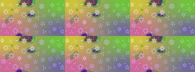 Tarafsız ve yeşil renklerde çiçekler. Raster illüstrasyonundaki çiçek desenli çizim. Düz Çiçek Elementleri Tasarımı. Renkli Bahar Teması çizim şablonu.