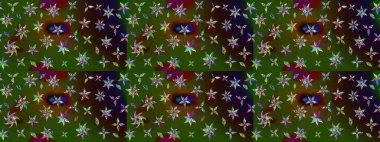 Raster güzel bir çiçek deseni çizmiş. Yeşil ve kahverengi renkli çiçekler. Nazik romantik baskı. Tatil havası. Bahar mevsimi.