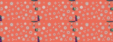 Raster deseni. Küçük çiçekteki sevimli çiçek deseni. Turuncu ve nötr renklerde yaz çiçekleri. Raster illüstrasyonu.