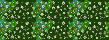 Çiçeksel fantezi tasarımı ve parlak bir arka plan çizimi. Düz Çiçek Elementleri Tasarımı. Renkli Bahar Teması çizim şablonu.