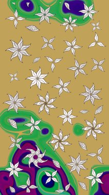 Güzel kumaş deseni. Güzel karalamalı çiçek desenli çizim. Raster illüstrasyonu. Küçük çiçekte sevimli çiçek deseni var..