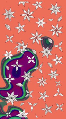 Modern gelişim turuncu ve nötr raster arka plan duvar kâğıdı çizgileri, desenli desenli desenli çiçekler, çiçekli süsler. Çiçekli el çizimi çizimi deseni.