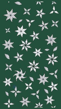 Düz Çiçek Elementleri Tasarımı. Yeşil ve nötr renklerde çiçekler. Renkli Yaz Temalı eskiz kalıbı. Raster illüstrasyonunda çiçek deseni çizimi.