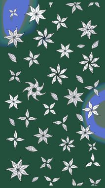 Raster illüstrasyonu. Yumuşak, yeşil ve nötr renklerde bahar çiçekleri. Raster çiçek desenli ve çiçekli..