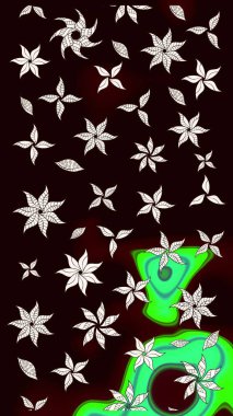 Renkli Yaz Temalı eskiz kalıbı. Raster Illustrasyon 'daki Çiçek Deseni' nin son moda çizimi. Düz Çiçek Elementleri Tasarımı. Güzel kumaş deseni.