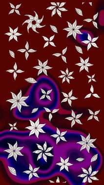 Suluboya çizim kalıbı. Çiçekler suluboya tarzında kırmızı ve kahverengi renklerde. Çiçek izi.