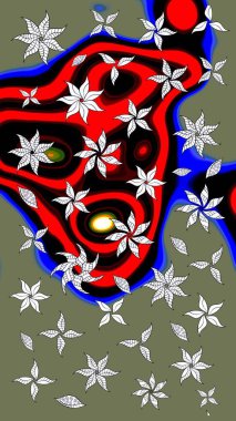 Ev dekoru. Fantezi çiçekli eskiz deseni, doğal duvar kağıdı, çiçek desenli kıvrım çizimi. Paisley el çizimi elementler.