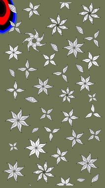 Yeşil ve beyaz renkli çiçekler. Şirin çiçek elementleri. Robot resim. Raster illüstrasyonu.