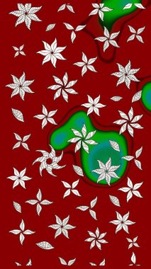 Çiçekli karalama şeklinde Raster çiçek deseni. Raster illüstrasyonu. Kibarca, bahar çiçekleri kırmızı ve nötr renklerde.