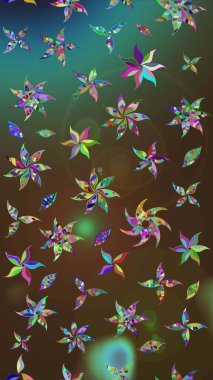 Raster illüstrasyonu. Çizim çiçek deseni duvar kâğıdı olarak kullanılabilir. Kahverengi ve yeşil renkte çiçekler.