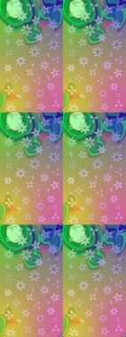 Raster illüstrasyonu. Çizim stili tarafsız ve yeşil renklerde. Raster illüstrasyonu. El yapımı çiçek ve bitki koleksiyonu. Şirin karalamalı çiçek deseni çiz..