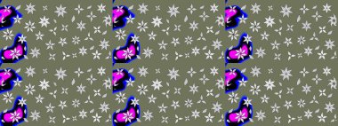 Raster suluboya çiçek deseni, narin çiçekler, yeşil ve nötr çiçekler, tebrik kartı şablonu. Güzel kumaş deseni.