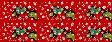 Düz Çiçek Elementleri Tasarımı. Renkli Bahar Teması eskiz kalıbı. Kırmızı ve kahverengi renkte çiçekler. Sevimli çiçek raster deseni.